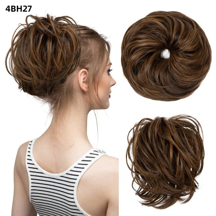 Bud Bun Artificial Hair Bun - Natural Fluffy Long Beard Curly Hair Bun Lazy Updo Chignon