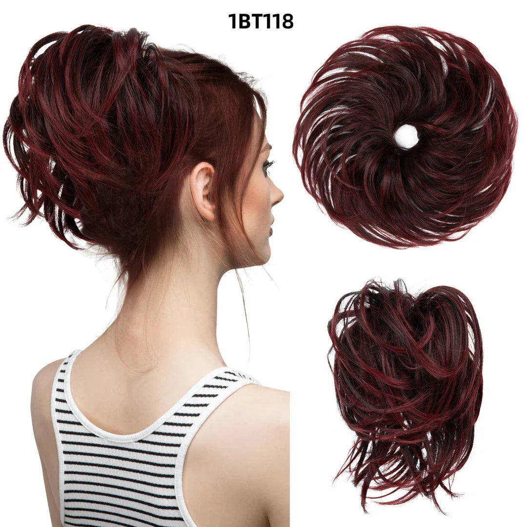 Bud Bun Artificial Hair Bun - Natural Fluffy Long Beard Curly Hair Bun Lazy Updo Chignon