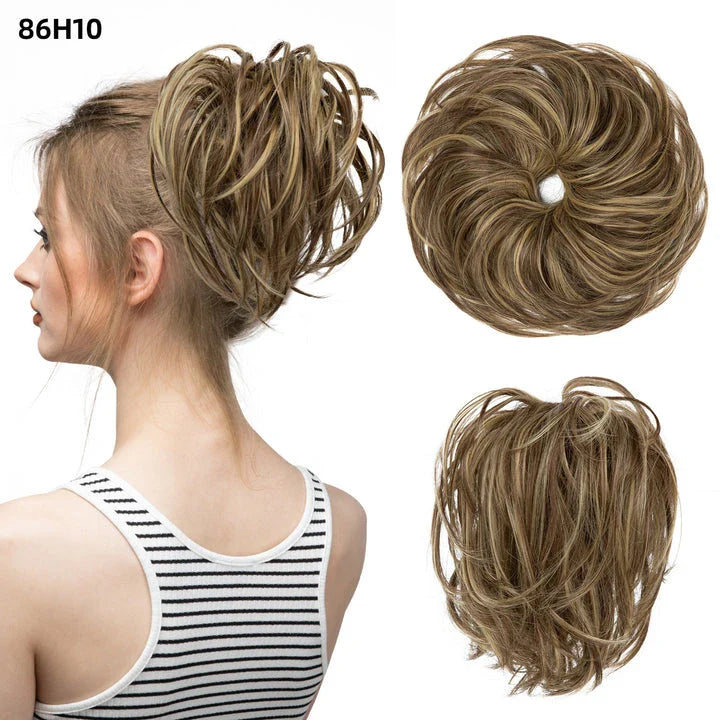 Bud Bun Artificial Hair Bun - Natural Fluffy Long Beard Curly Hair Bun Lazy Updo Chignon