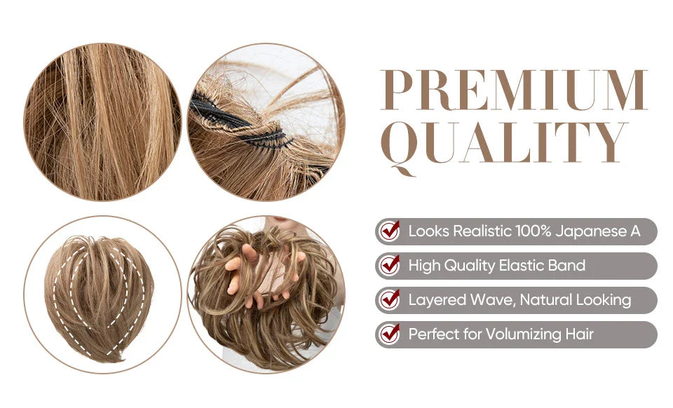 Bud Bun Artificial Hair Bun - Natural Fluffy Long Beard Curly Hair Bun Lazy Updo Chignon