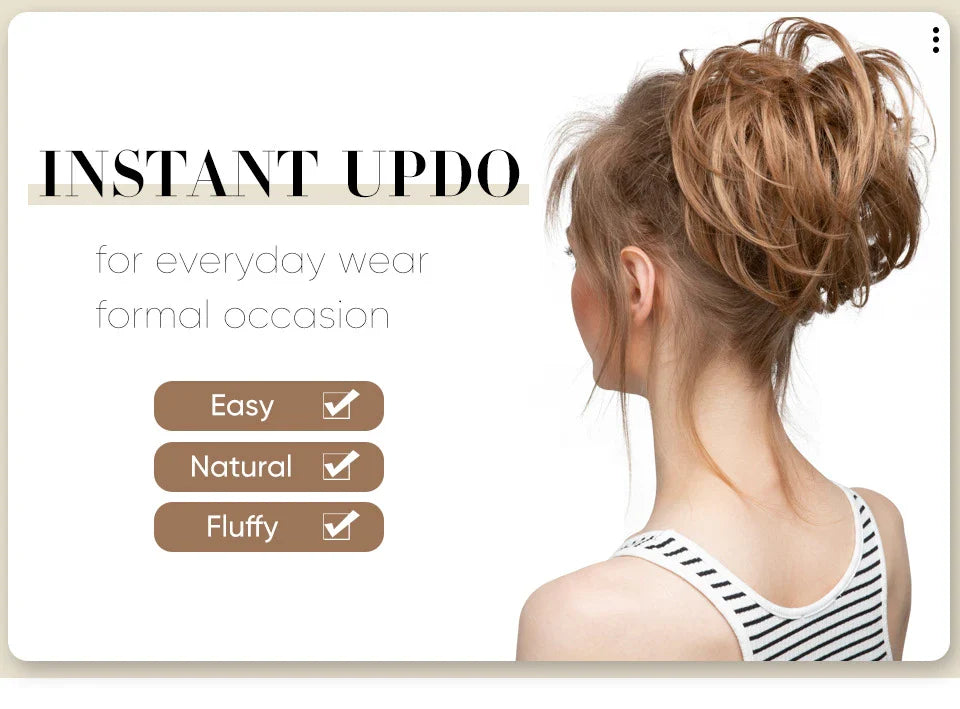 Bud Bun Artificial Hair Bun - Natural Fluffy Long Beard Curly Hair Bun Lazy Updo Chignon