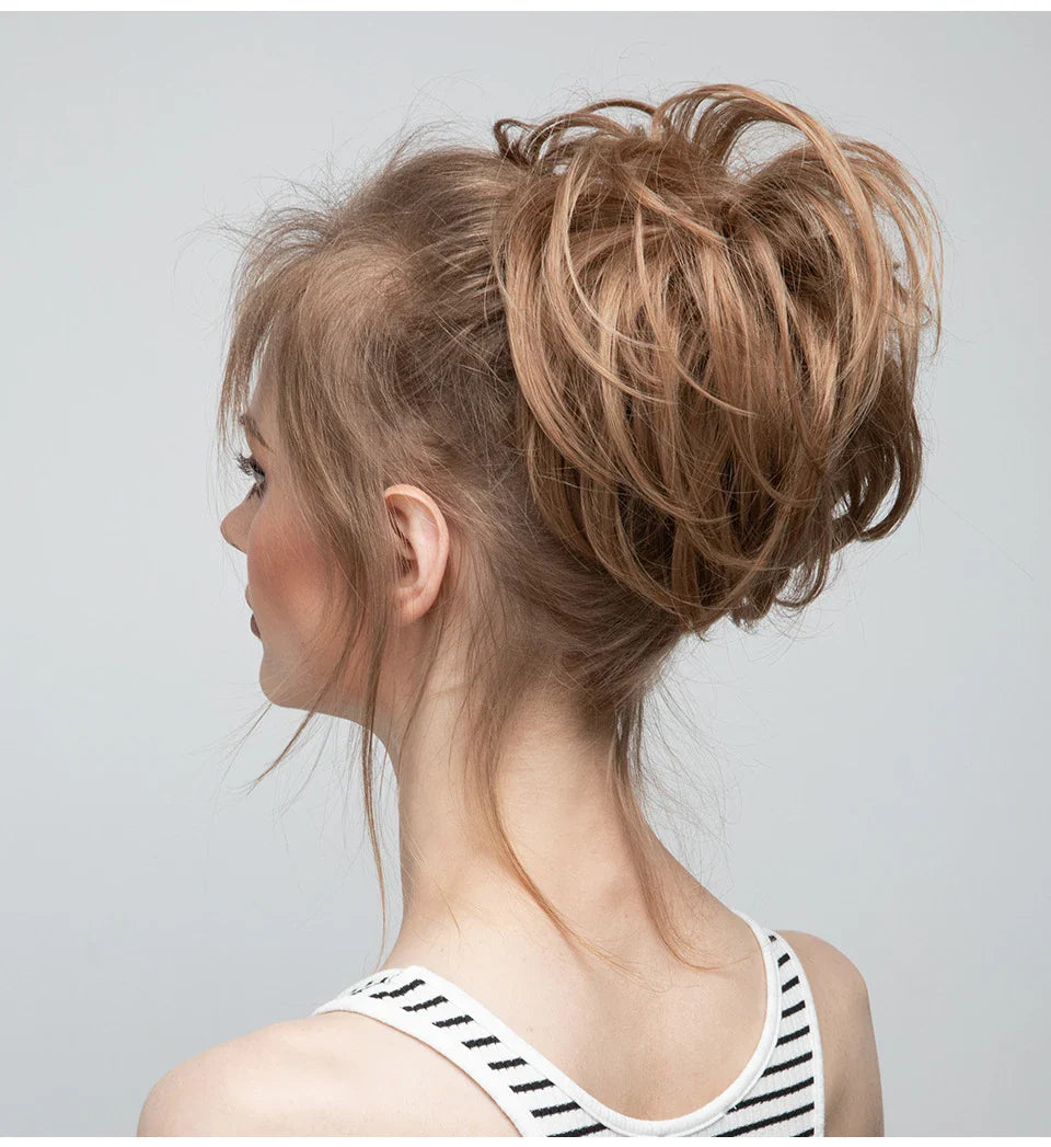 Bud Bun Artificial Hair Bun - Natural Fluffy Long Beard Curly Hair Bun Lazy Updo Chignon
