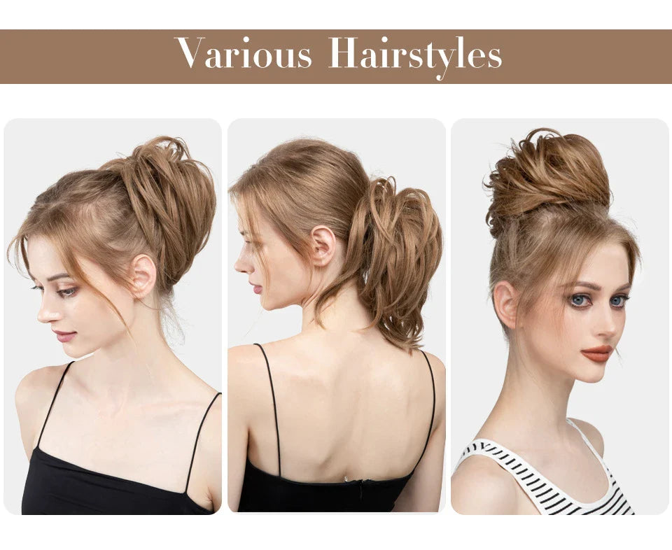Bud Bun Artificial Hair Bun - Natural Fluffy Long Beard Curly Hair Bun Lazy Updo Chignon
