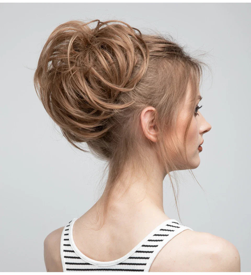 Bud Bun Artificial Hair Bun - Natural Fluffy Long Beard Curly Hair Bun Lazy Updo Chignon