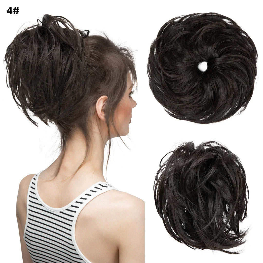 Bud Bun Artificial Hair Bun - Natural Fluffy Long Beard Curly Hair Bun Lazy Updo Chignon