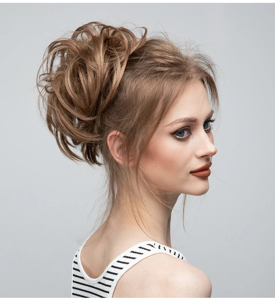 Bud Bun Artificial Hair Bun - Natural Fluffy Long Beard Curly Hair Bun Lazy Updo Chignon
