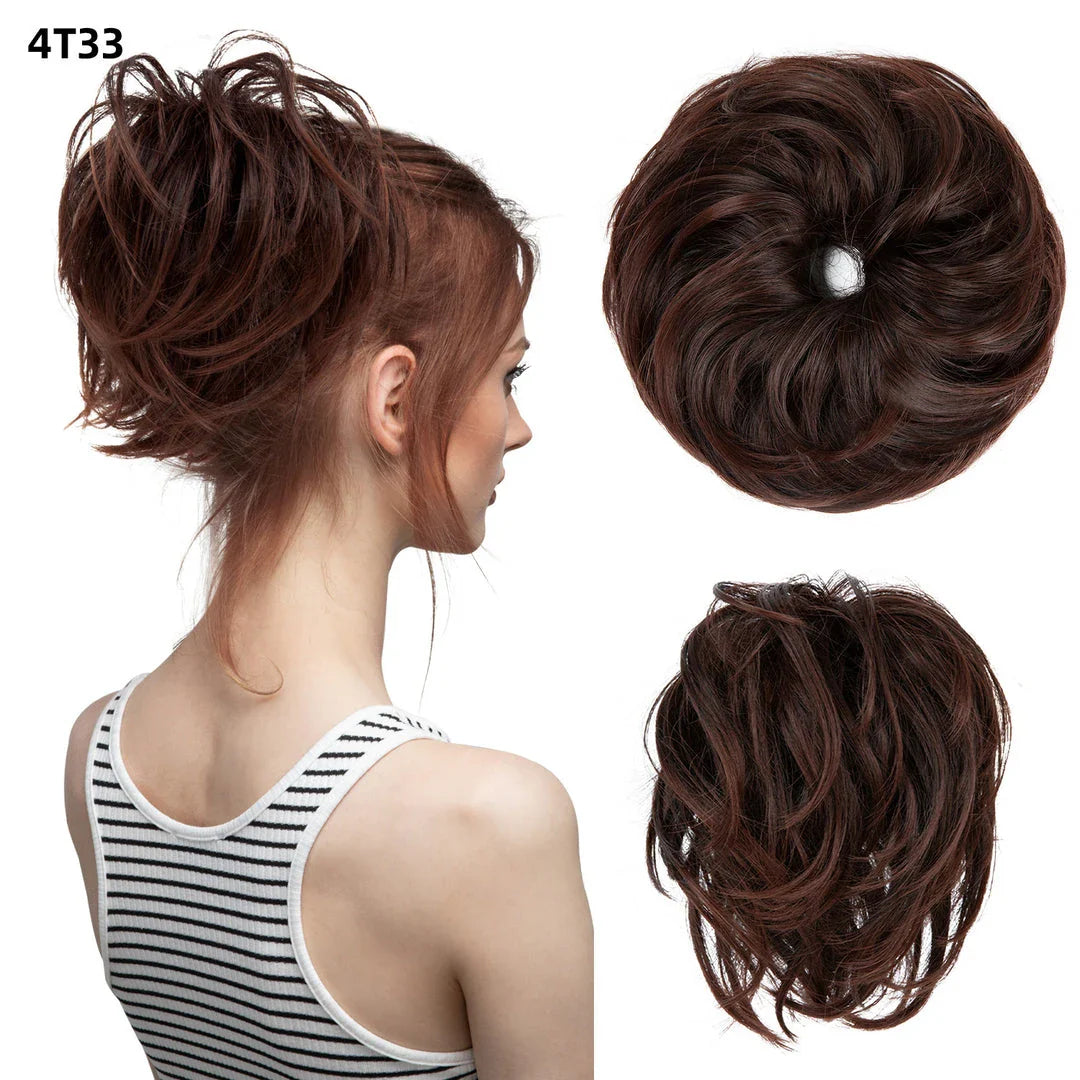Bud Bun Artificial Hair Bun - Natural Fluffy Long Beard Curly Hair Bun Lazy Updo Chignon