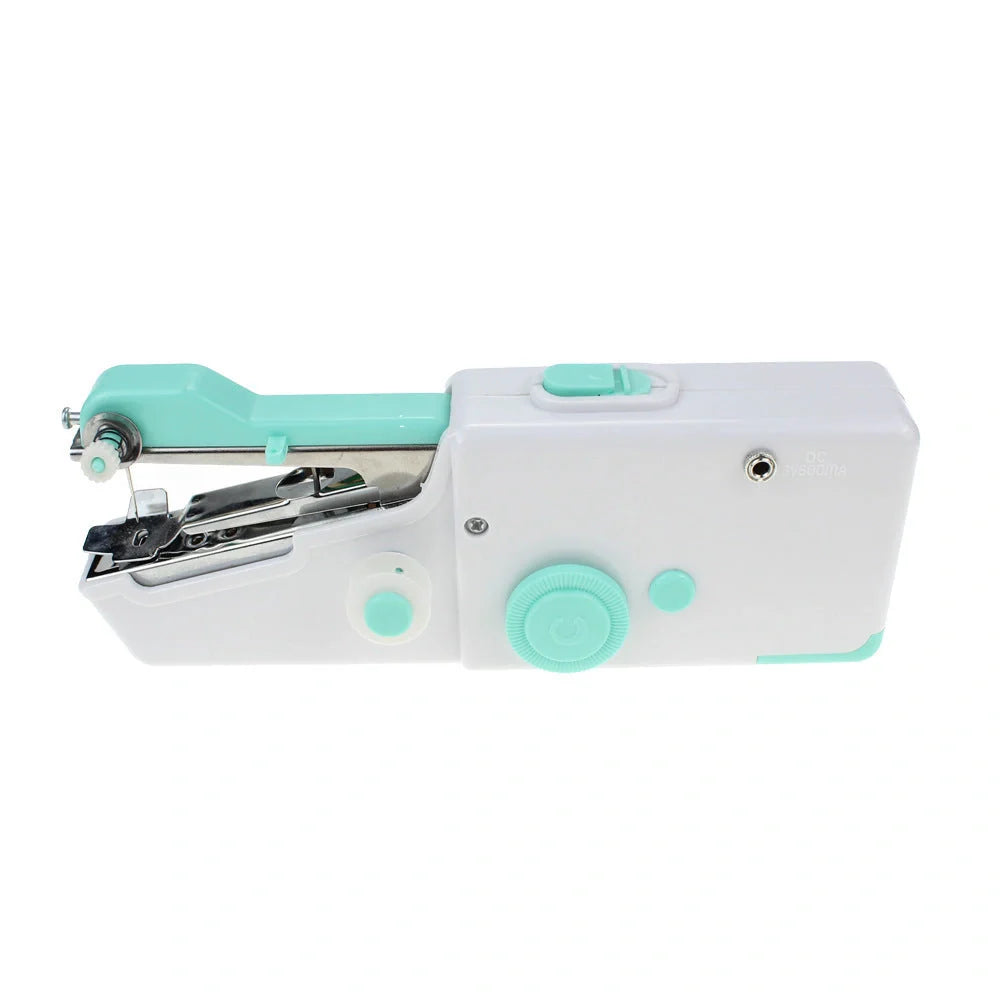 Portable mini hand sewing machine in various colors with compact design for easy sewing on the go