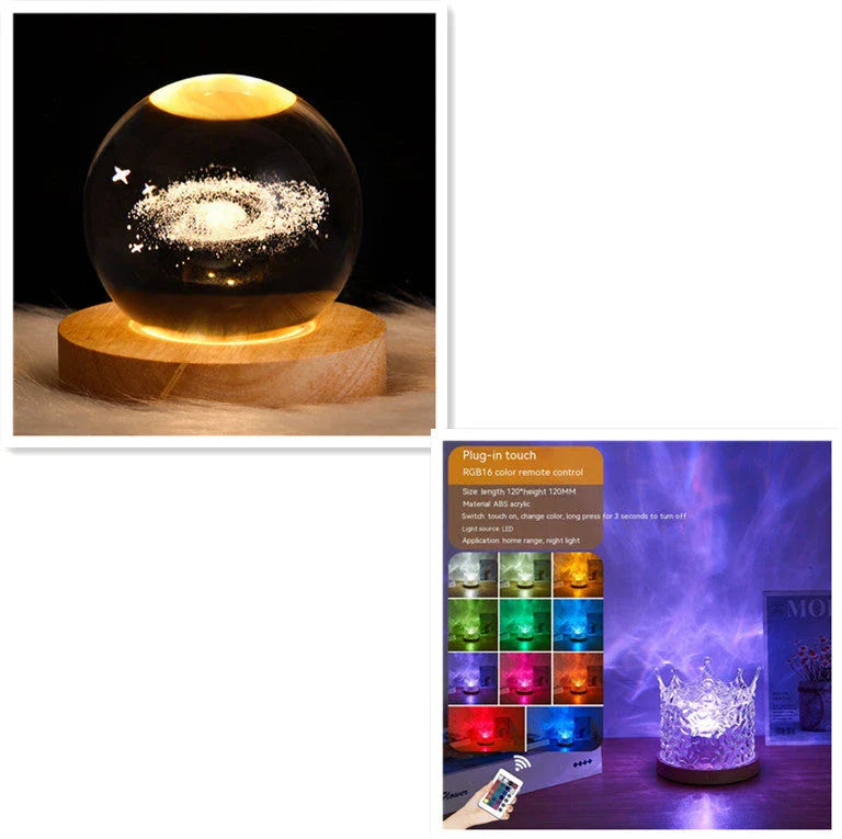 Illuminating Ambiance Lamp with rotating water ripple projection, 16 color options, and remote control for customizable home decor