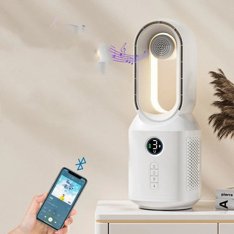 3-in-1 Bladeless Fan with Bluetooth Speaker and LED Night Light for Home Decoration