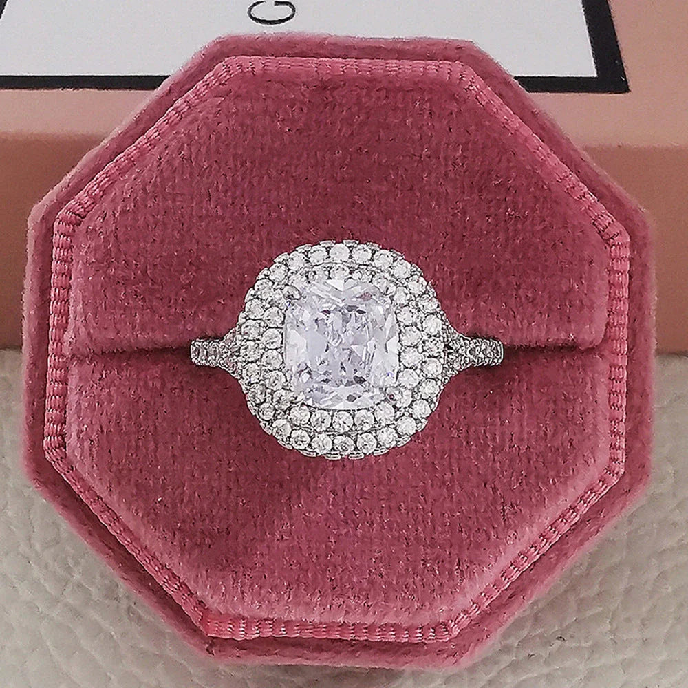 Dazzling multicolor cubic zirconia rings with a sleek geometric design and premium copper construction