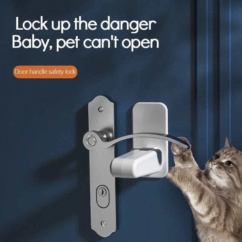 ABS child and pet safety door lever lock in apple white