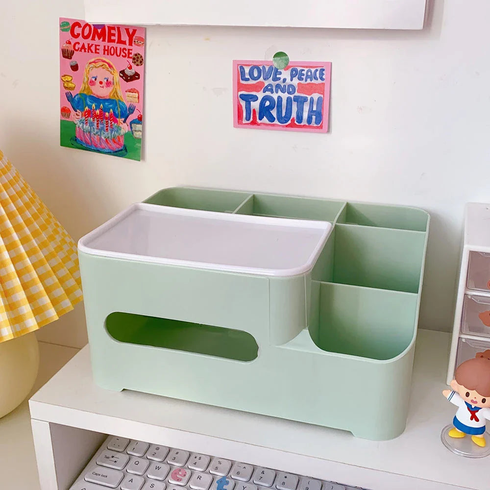 Stylish tissue box organiser with mobile phone holder in various colours for living room decor