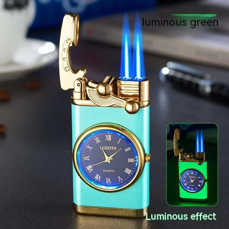 A versatile butane lighter watch with various color options and flame styles