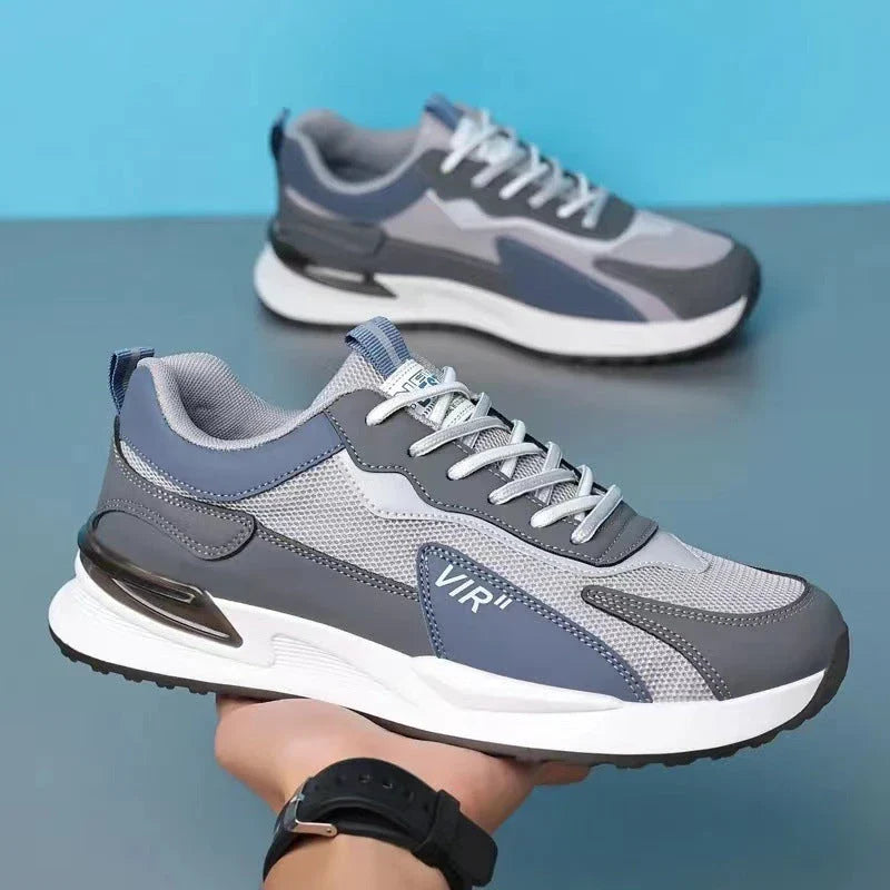 Stylish color block mesh sneakers for men in various colors and sizes