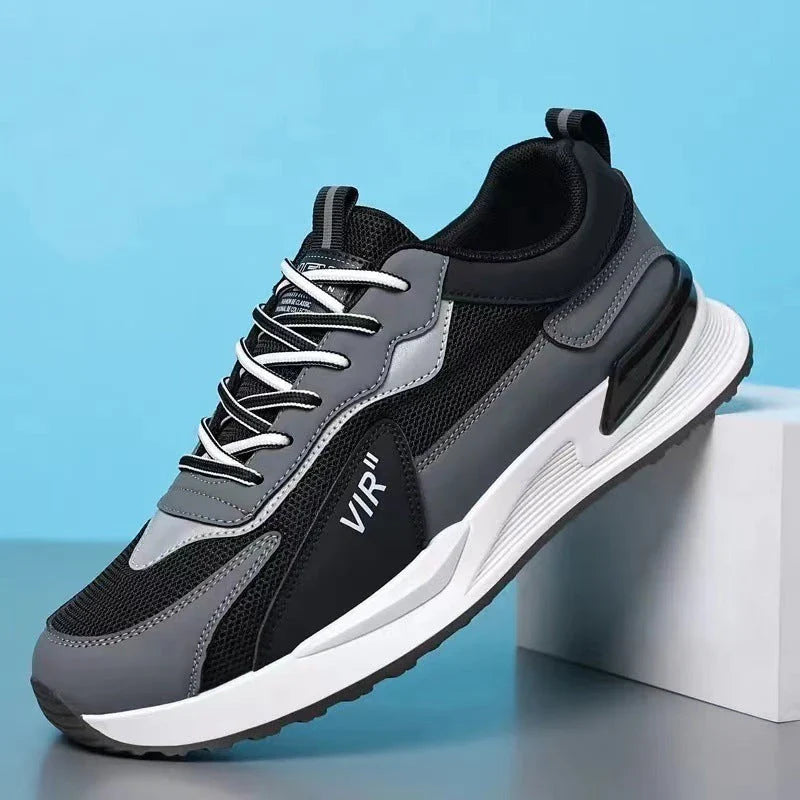 Stylish color block mesh sneakers for men in various colors and sizes