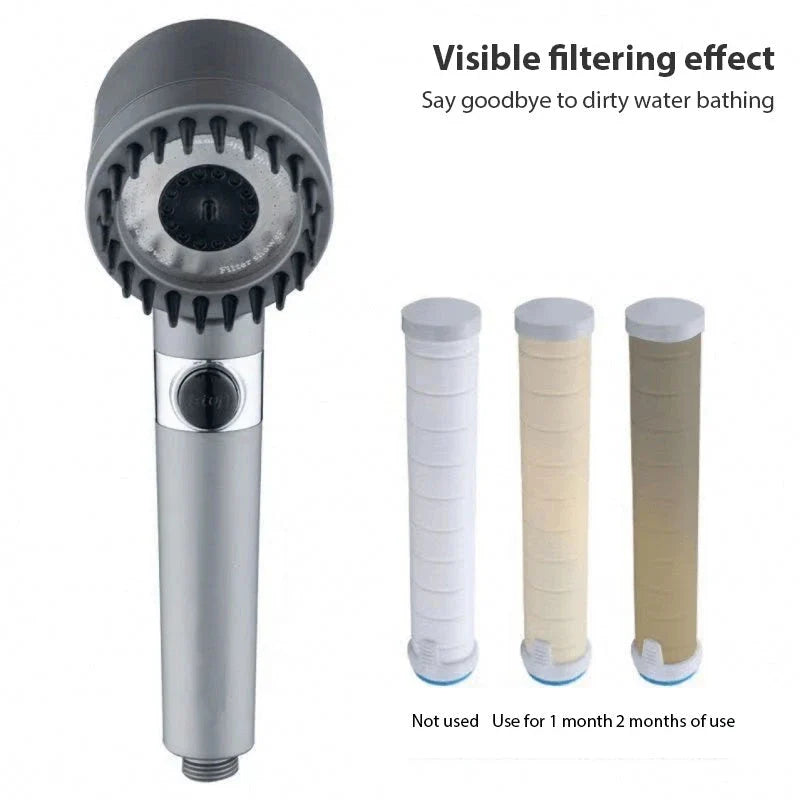 Premium 3-mode high-pressure shower head with detachable filter, made of durable ABS material for a relaxing and refreshing shower experience.