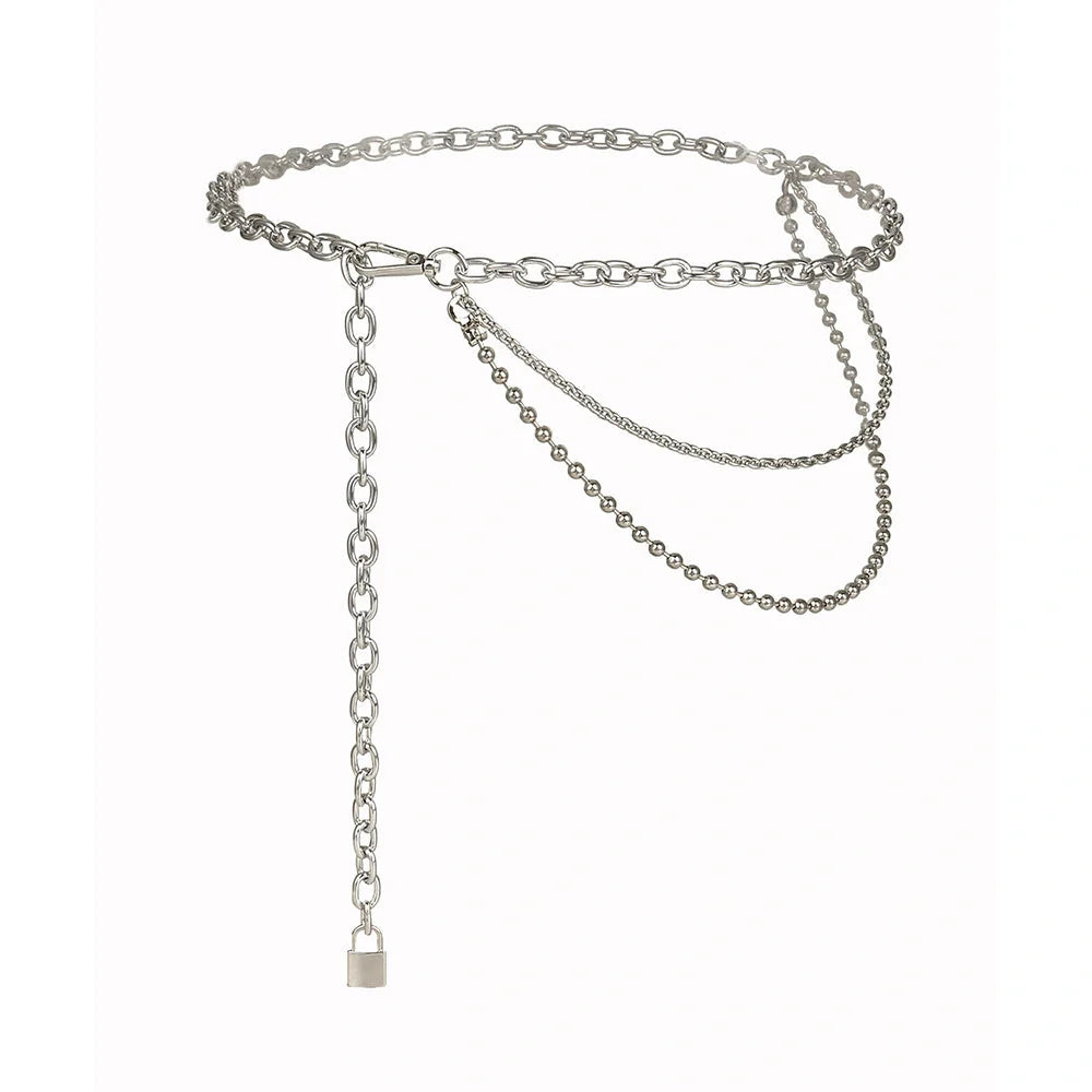 Adjustable alloy waist chain in golden and silver for summer hip hop punk styling