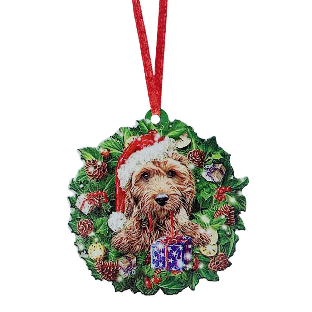 Personalised wooden Christmas ornament with geometric design and painted finish