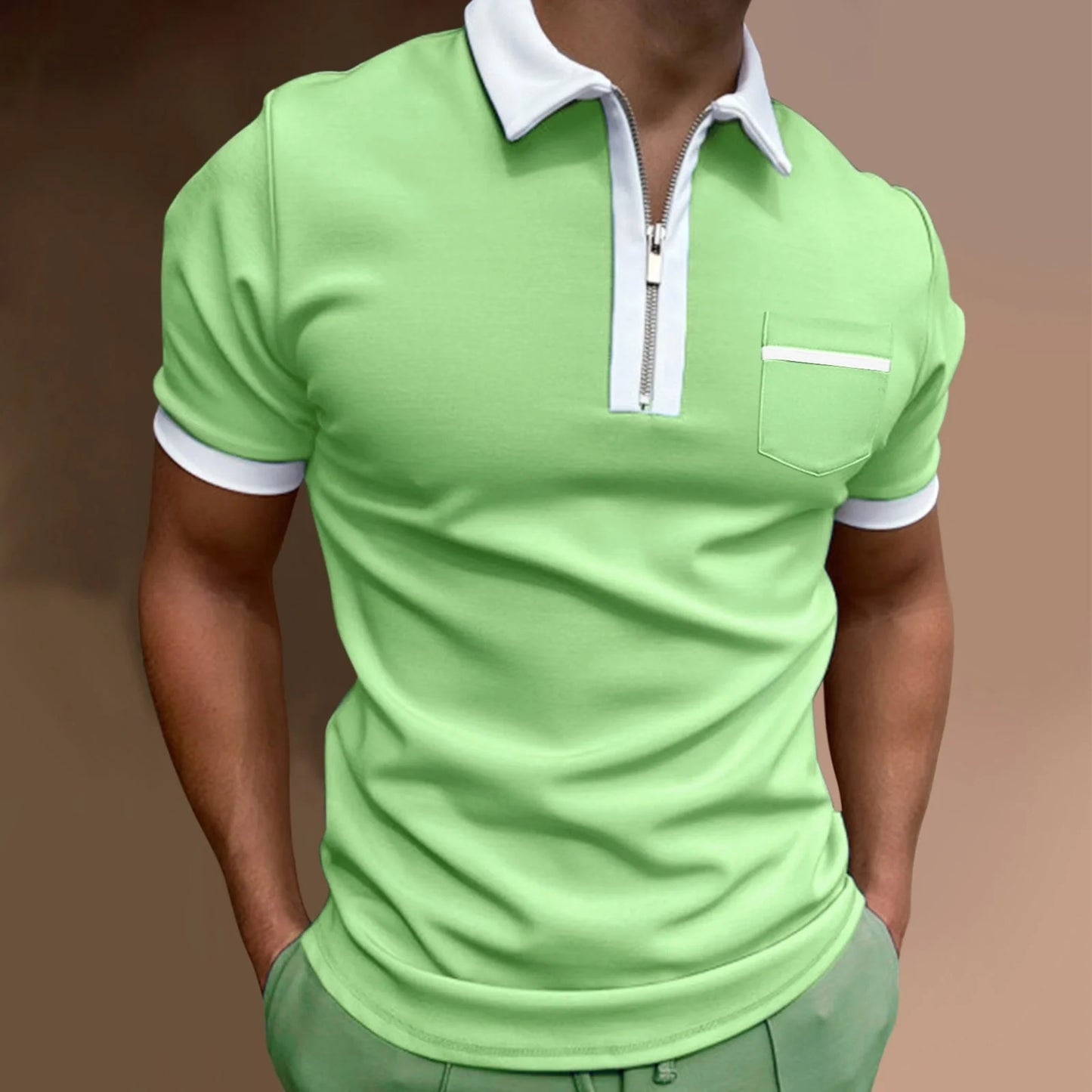 Men's lapel slim pocket T-shirt in various colours and sizes
