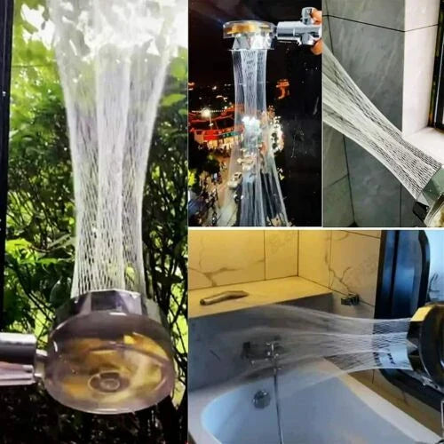 Modern minimalist high-pressure shower head with on/off switch and water-saving technology