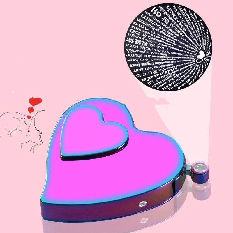 Double heart-shaped windproof metal candle lighter with tungsten wire ignition