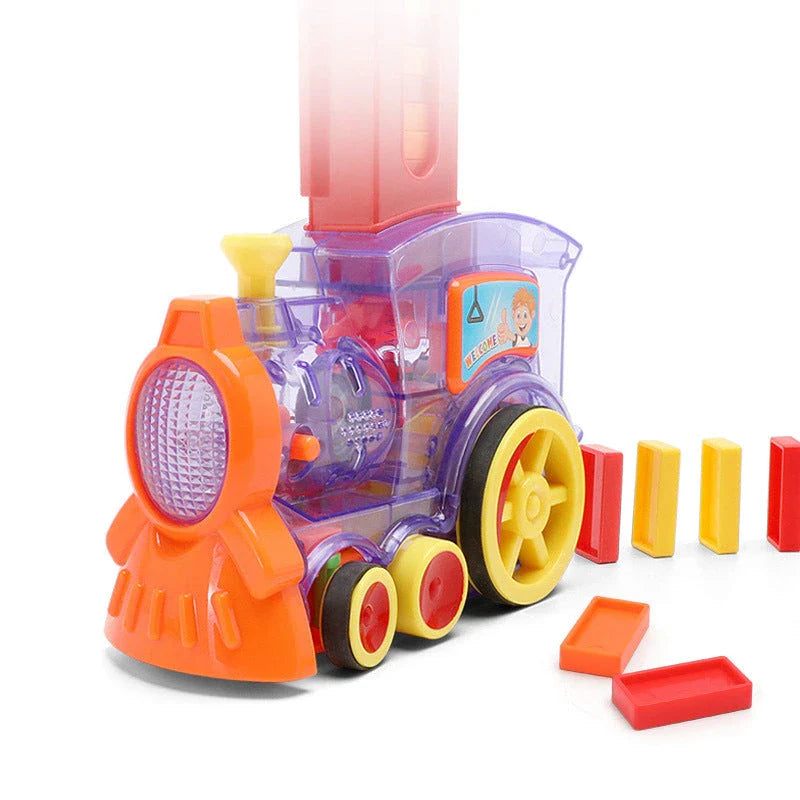 Automatic Domino Train Toy - Motorized Building Set for Kids with Vibrant Colors and Sturdy Construction
