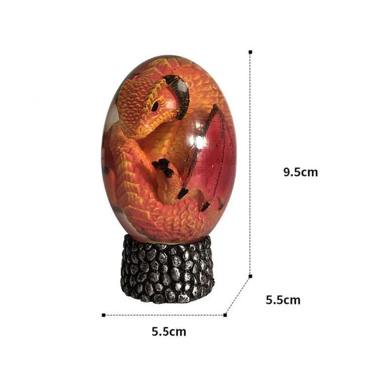 A crystal-clear resin dragon egg decor with a realistic 'lava dragon' design, perfect for fantasy and fossil enthusiasts.