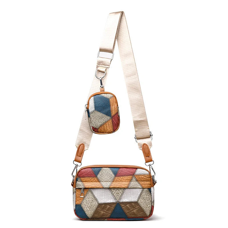Retro-inspired satchel bag with contrasting black and yellow colour design, made of premium PU leather material