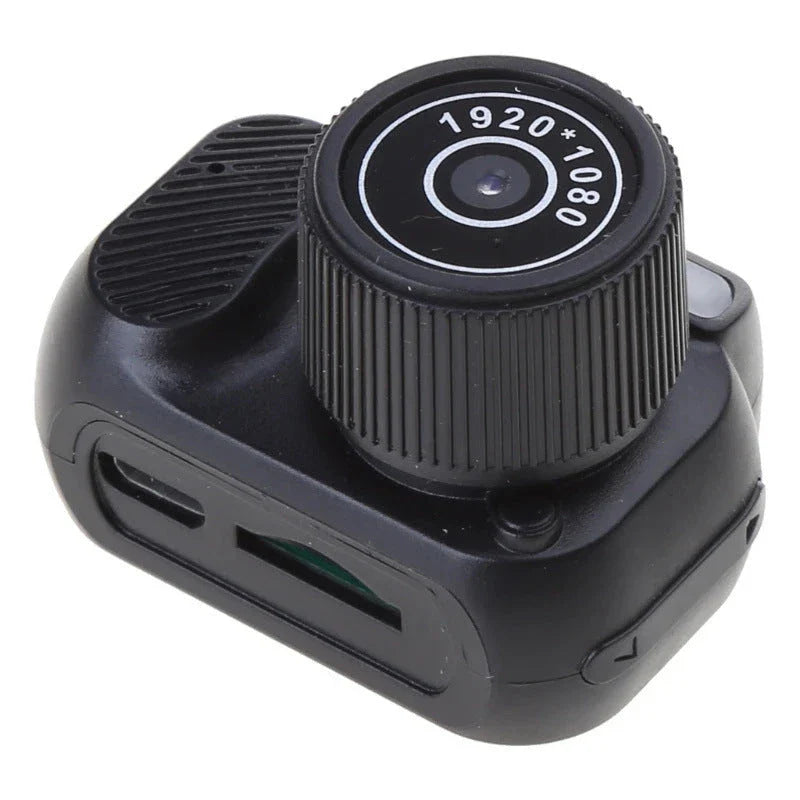 Compact 1080p HD mini camera with touchscreen display for capturing photos and videos on the go
