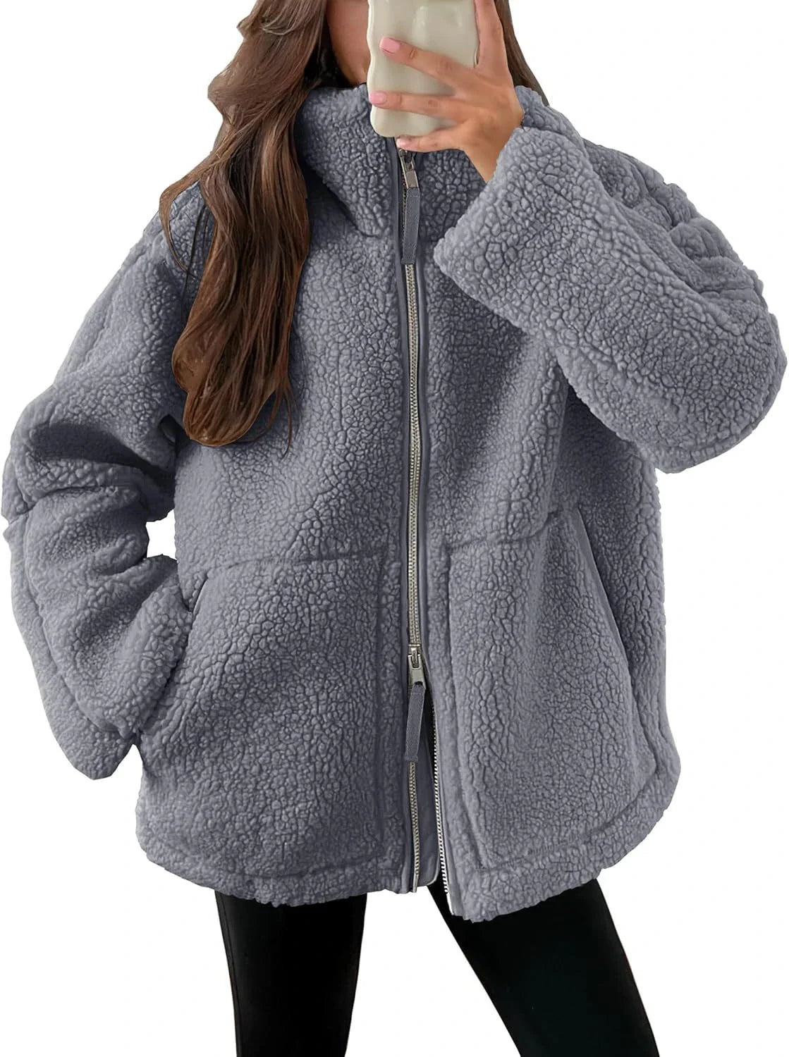 Classic padded fleece jacket in various colours for women, featuring a zip-up design and pockets