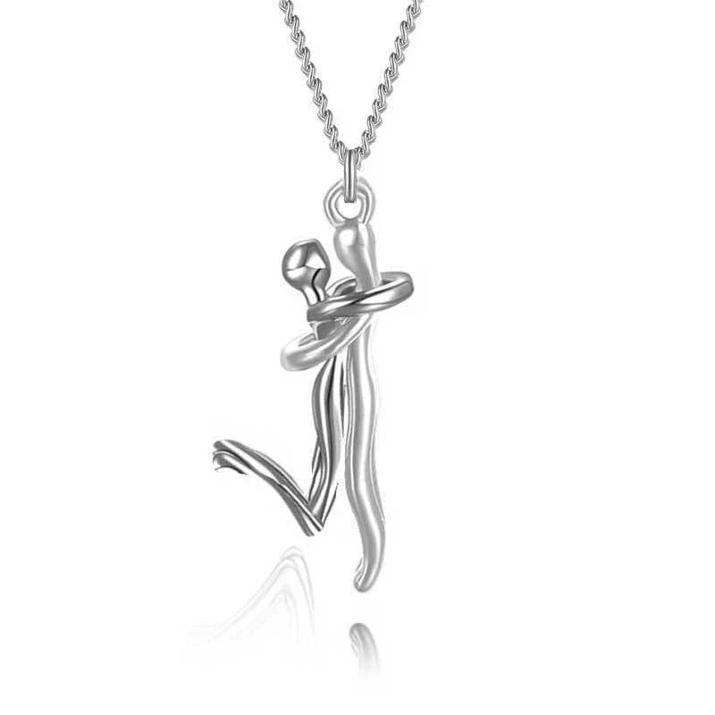 Elegant 18K plated copper pendant necklace featuring a unique 'hug' design, perfect for couples and special occasions.