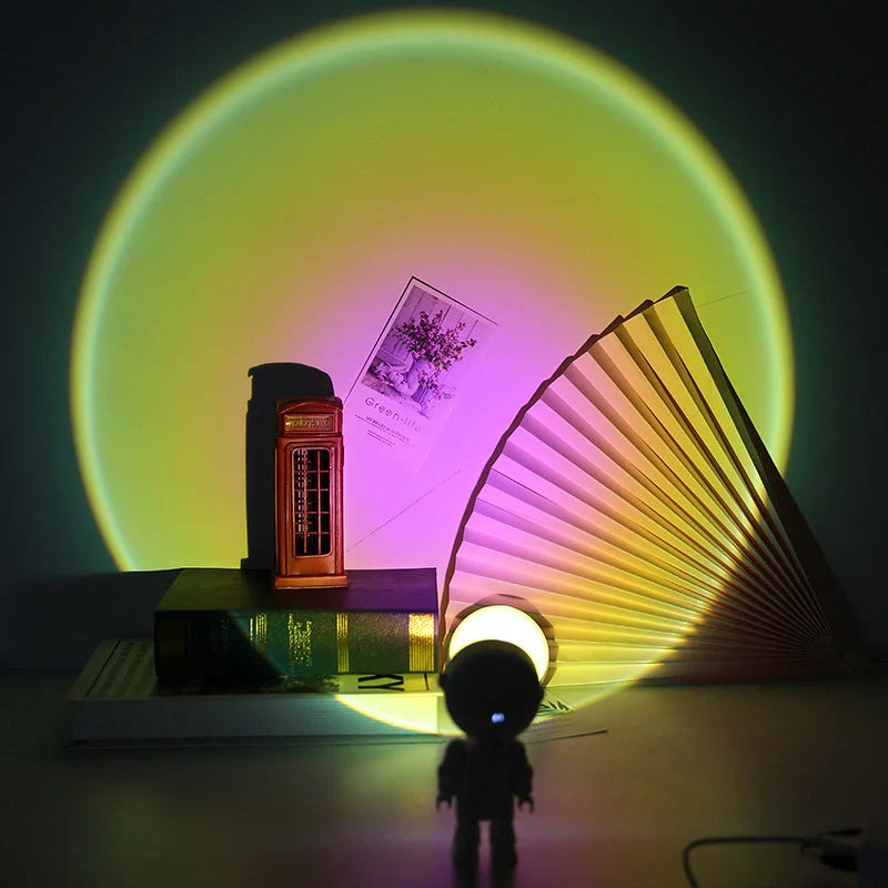 Rechargeable Astronaut Robot Rainbow Projection Sun Lamp with adjustable colours
