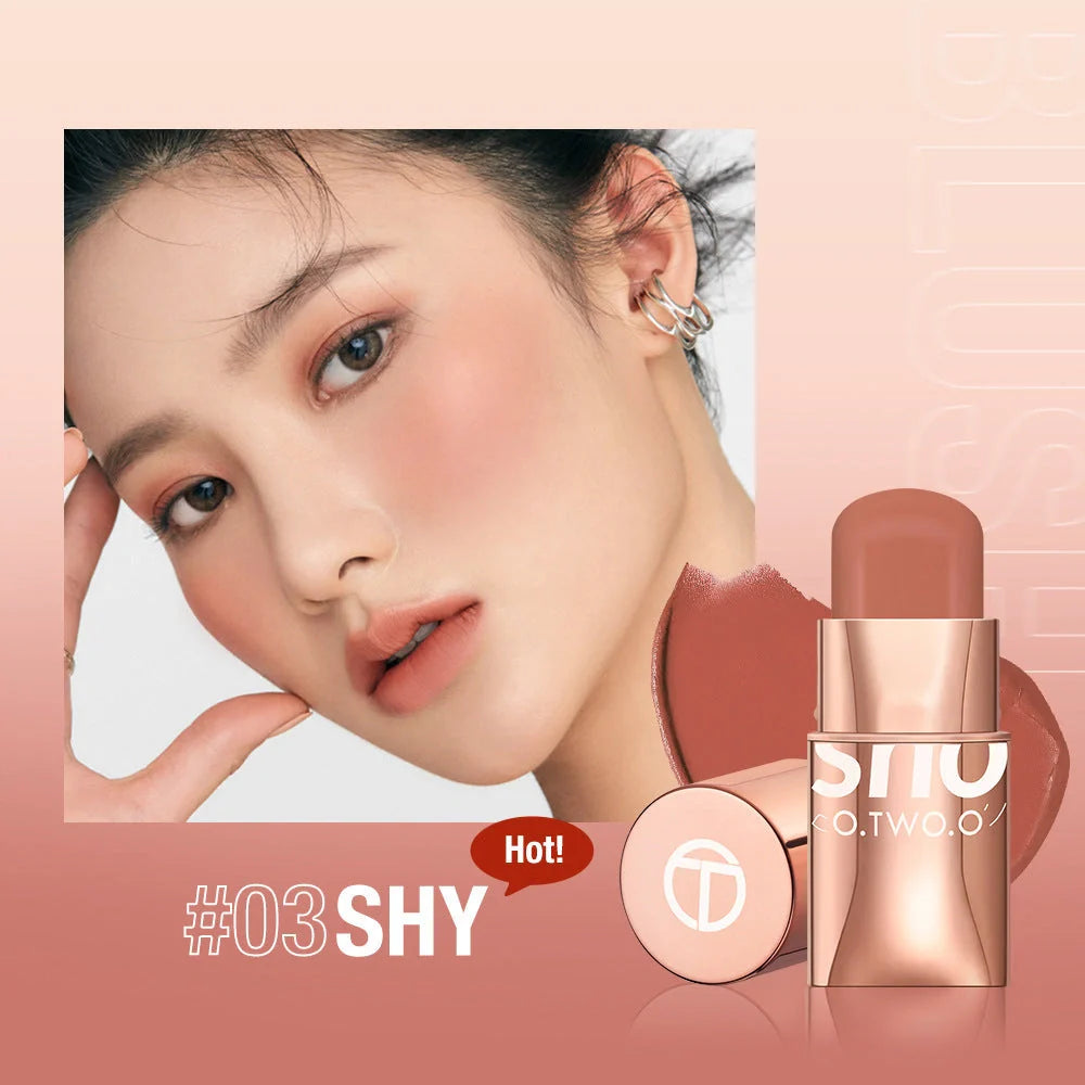Nourishing Natural Blush Stick in various shades, offering a smooth, radiant complexion