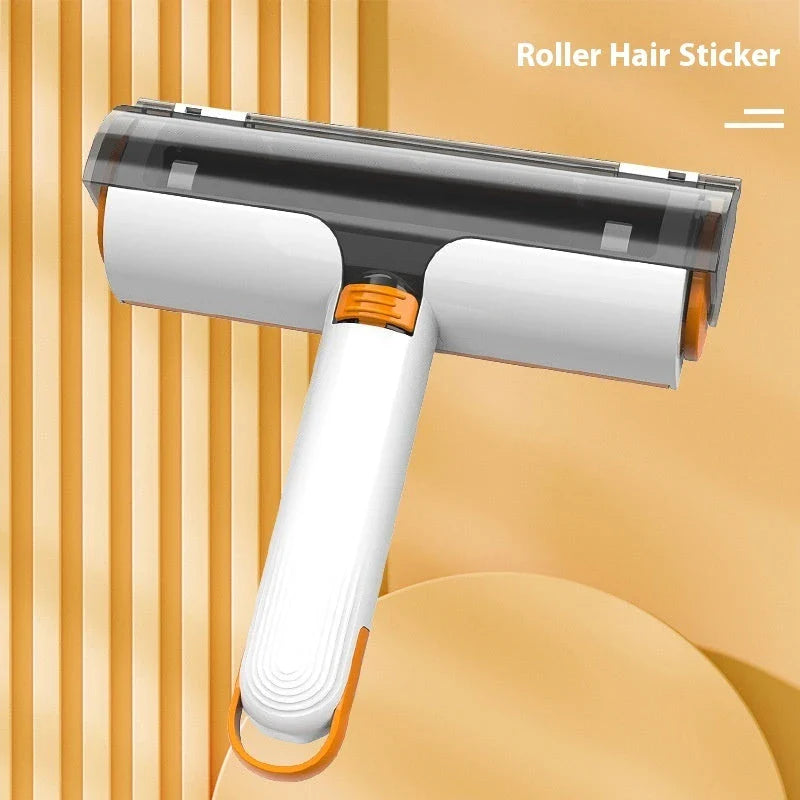 2-in-1 pet hair removal roller with soft bristles for effortless cleaning of clothes, furniture, and car interiors