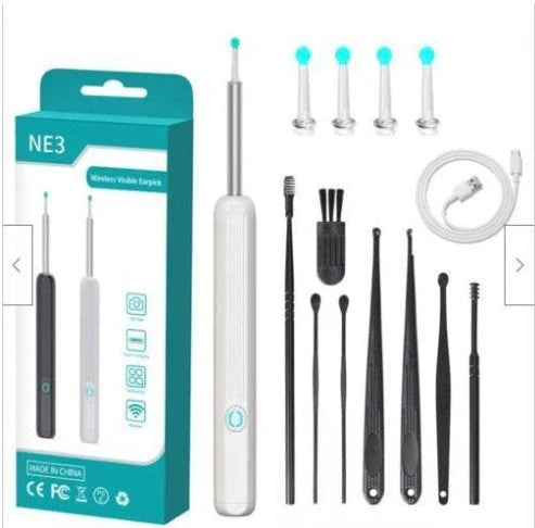 Wireless Otoscope Ear Wax Removal Tool with 360° HD Camera and LED Light for Comprehensive Ear Examination and Cleaning