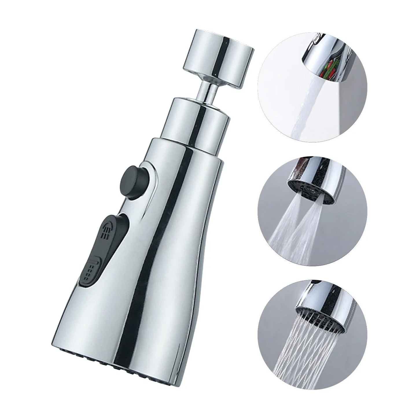 Universal pressurized faucet sprayer with 360-degree rotation and 3 cleaning modes for efficient kitchen cleaning
