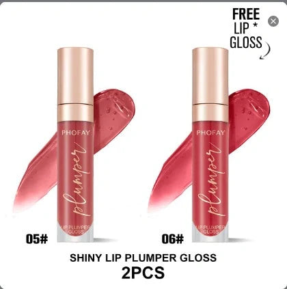 PHOFAY Shiny Lip Plumper Gloss - Volumising Lip Enhancer with Glossy, Radiant Finish