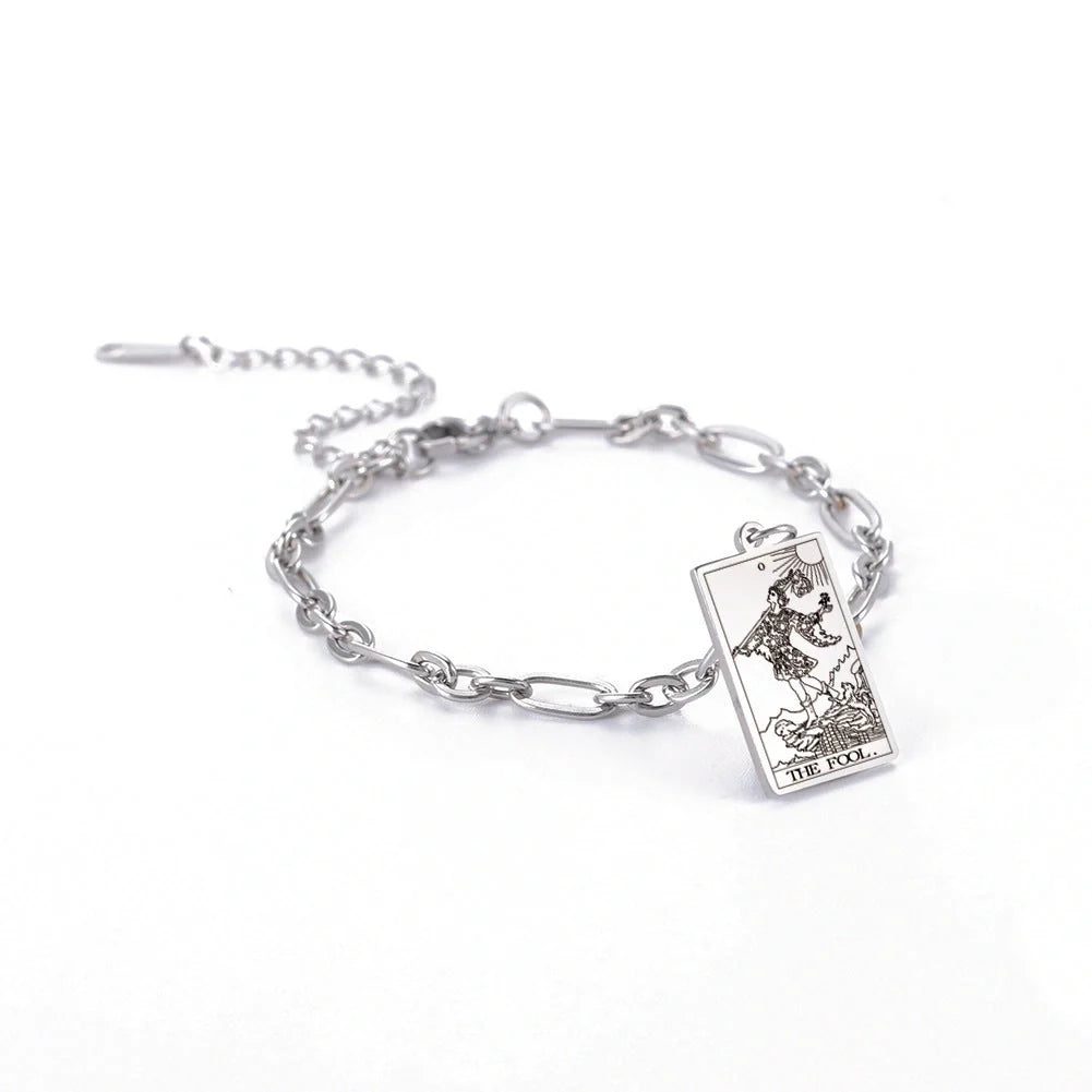 12 Tarot Card Series Fashion Trend Long Oval Link Chain Bracelet in gold and silver finishes