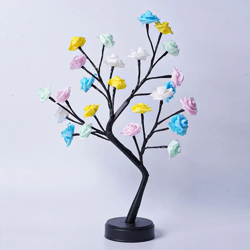 Enchanting 3D rose blossom USB desk lamp in various color options, creating a dreamy, romantic ambiance