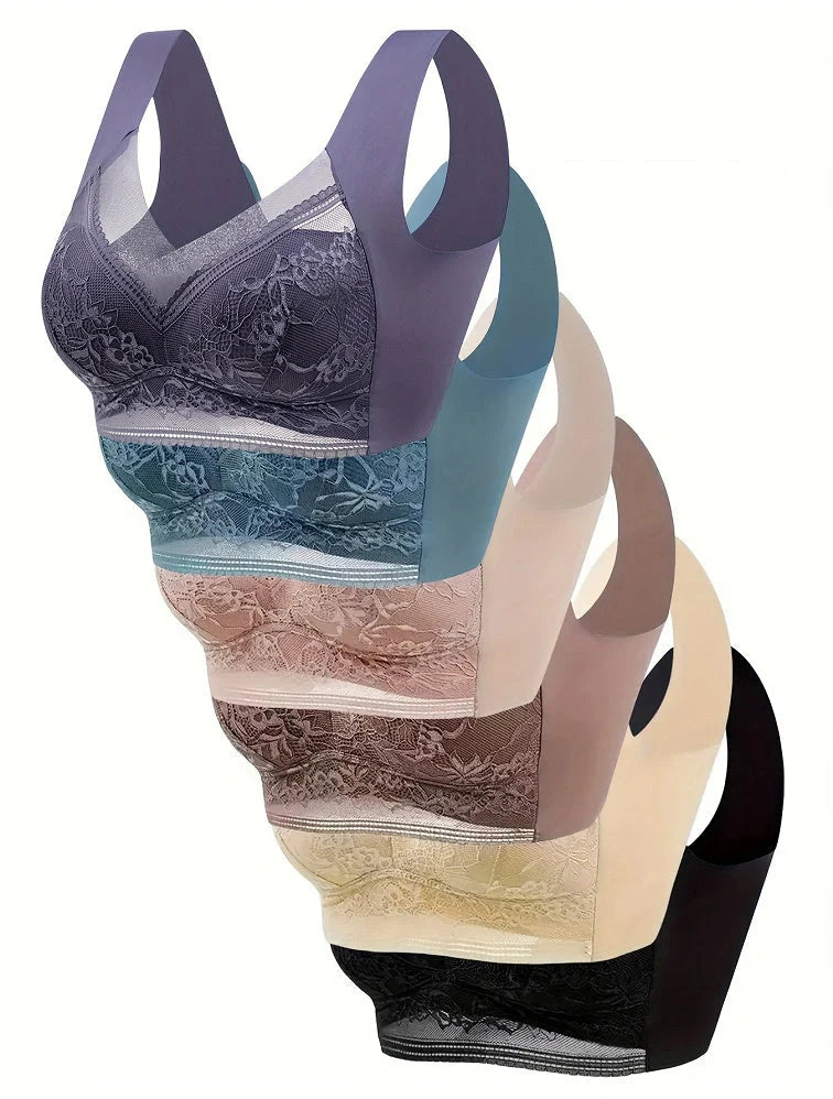 Summer Ice Silk Seamless Bras in nylon lace fabric with beauty back design