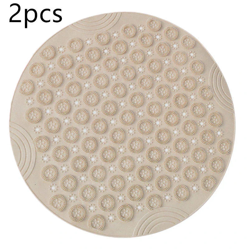 Premium PVC round shower mat with textured surface for massage and non-slip grip