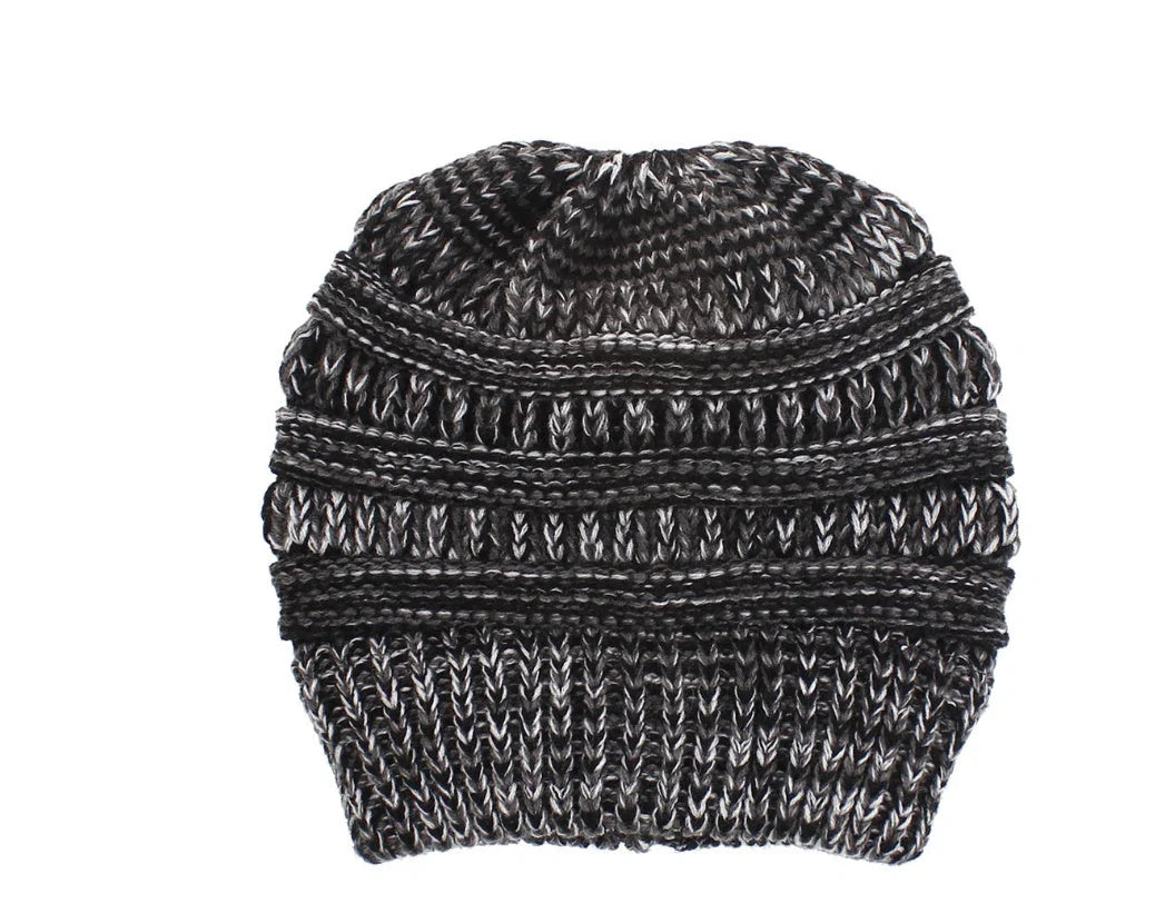 Stylish knitted wool beanie for British ladies with a discreet ponytail hole and a variety of vibrant colour options