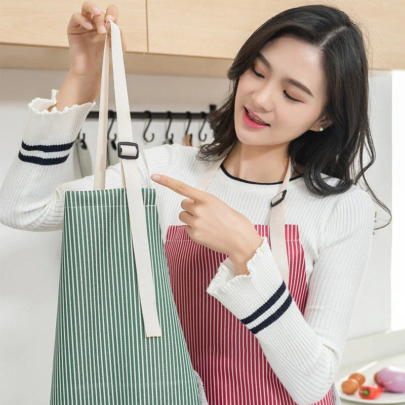Stylish water-resistant apron with adjustable neck strap, front pockets, and durable Oxford cloth and polyester velvet construction