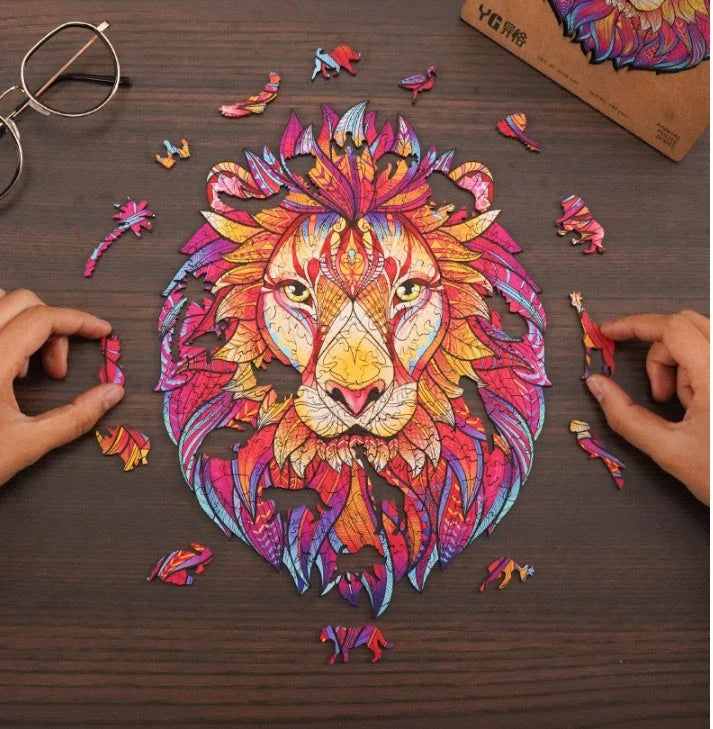 Charming wooden animal puzzles featuring a variety of wild creatures like foxes, wolves, and owls, perfect for a unique Christmas gift.