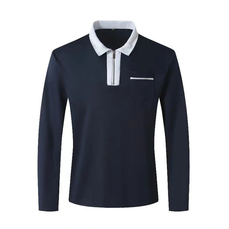 2024 Autumn Men's Long Sleeve Zipper Polo Shirts in various colours
