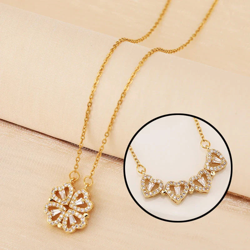 Exquisite four-leaf clover titanium steel necklace with elegant charm and non-fading luster