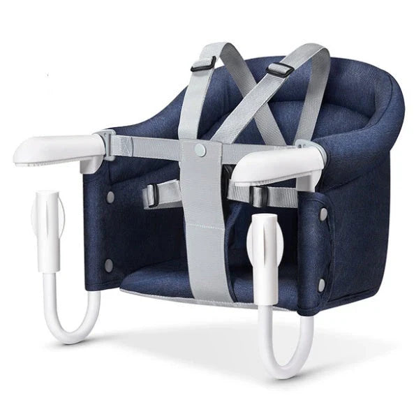 Foldable high chair with safety belt, perfect for portable infant feeding at home or while traveling