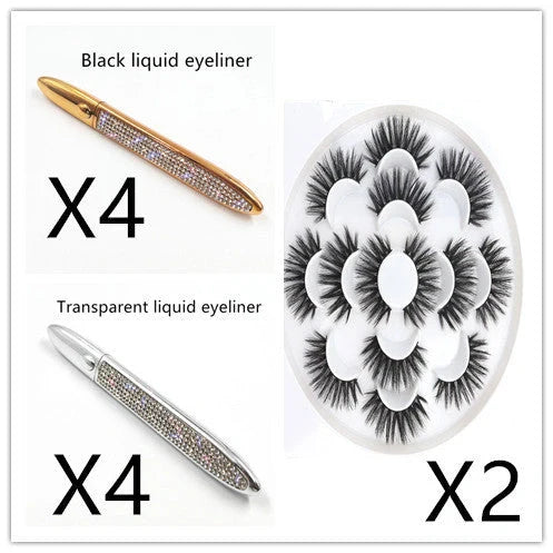 Premium self-adhesive eyeliner and false lash set in various shades