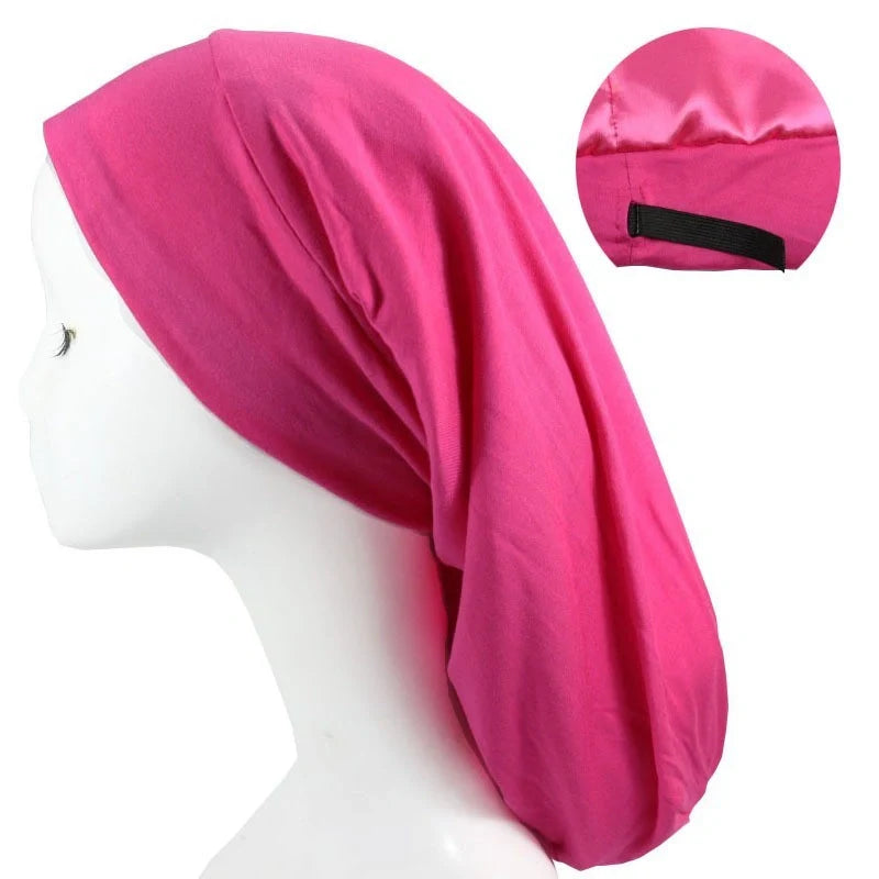Women's adjustable satin nightcap in various colours with cotton lining